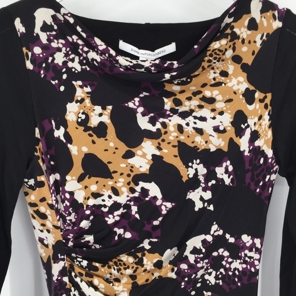 DVF Diane von Furstenberg Kirby Cheetah Splash dress black shift knit new 6 - Picture 2 of 5
